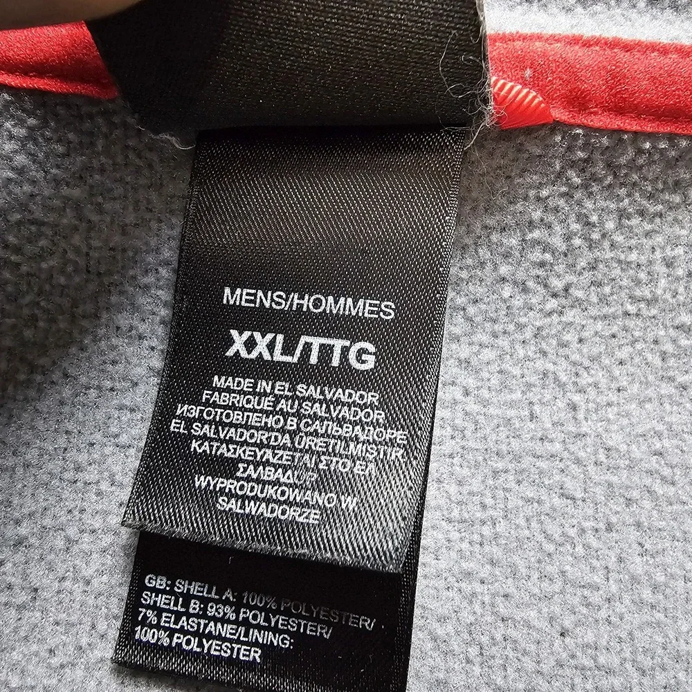 The Northface Hoodie Mens XXL‎ Gray Red Lightweight Thumb Hole Active Fleece